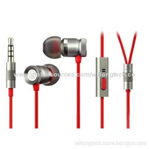High-quality Metallic In-ear Earphones with Microphone for Mobile Phone, 20Hz-20kHz Frequency Range